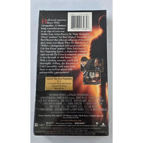 The Sixth Sense VHS Exclusive Video Bonus Edition Nominated For 6 Academy Awards - Picture 2 of 3